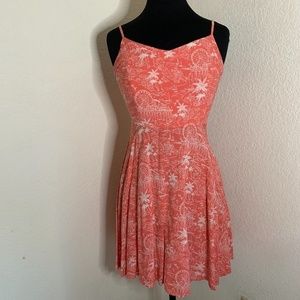 𝅺old Navy Coral Colored Skater Dress Boardwalk Beach Design Size Small (1201)